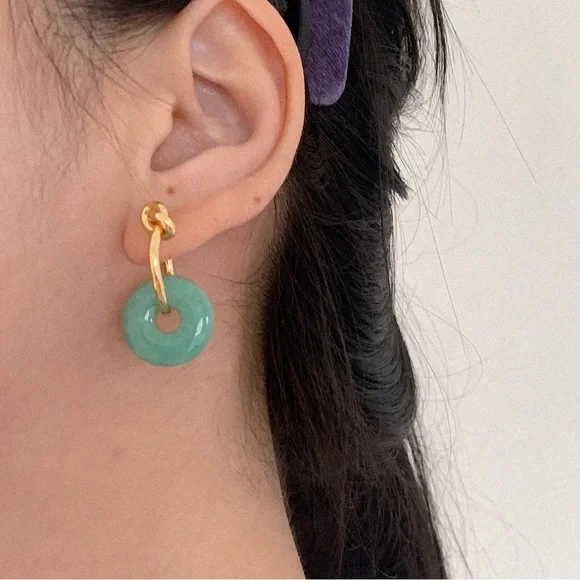 Jade earrings, Dangle Jade earrings, green jade earrings, Statement earrings - Picture 8 of 10